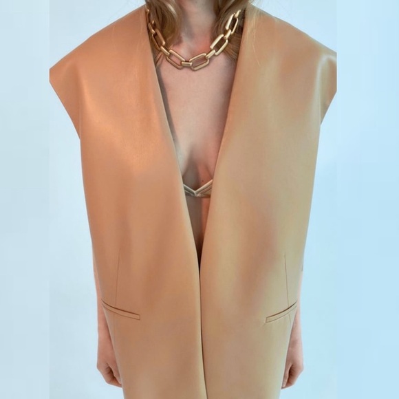 ZARA 2pcs Faux Leather Oversized Vest + Long Shorts Coord Set BNWT - Picture 2 of 9
